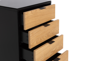 Wallace Tallboy 5 Drawer Oak/Black