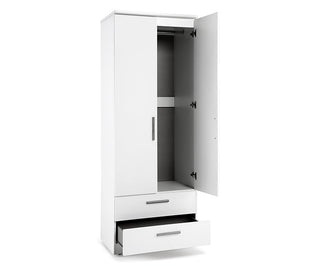 Brompton 2 Door Gloss Combi Wardrobe, White