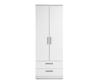 Brompton 2 Door Gloss Combi Wardrobe, White