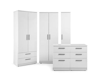 Brompton 2 Door Gloss Combi Wardrobe, White