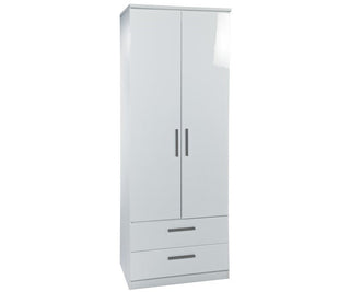 Brompton 2 Door Gloss Combi Wardrobe, White