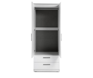 Brompton 2 Door Gloss Combi Wardrobe, White