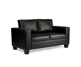 Cherie 2 Seater Sofa, Black PU Crib 5