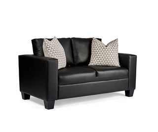 Cherie 2 Seater Sofa, Black PU Crib 5