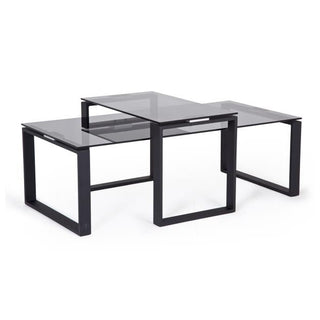 Archer Coffee Table Rectangular Nest, Glass/Black