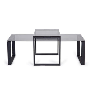 Archer Coffee Table Rectangular Nest, Glass/Black