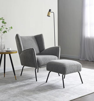 Zadie Armchair with Stool, Grey