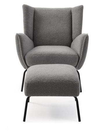 Zadie Armchair with Stool, Grey