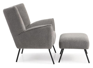 Zadie Armchair with Stool, Grey